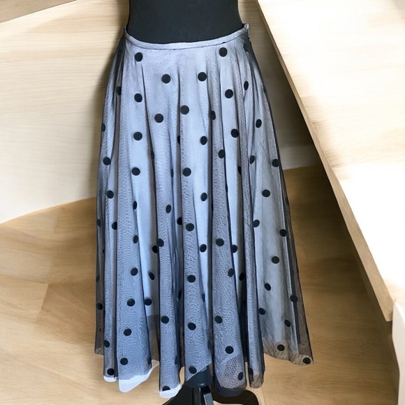 ALEXIA ADMOR New York Dotted Organza Tulle Chiffon Maxi Skirt Gothic Size 6 - Picture 10 of 11